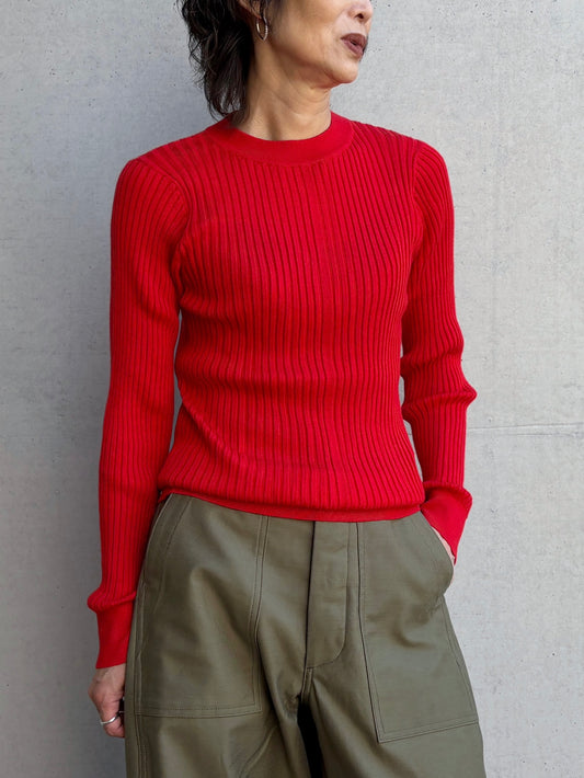 HYKE / WIDE RIBBED SWEATER / RED / 11435 /