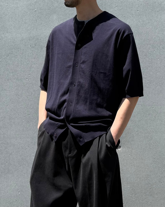 AURALEE / GIZA HIGH GAUGE KNIT HALF SLEEVED CARDIGAN / DARK NAVY / A26SC01KA