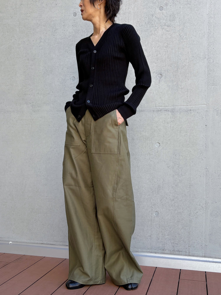 HYKE / WIDE RIBBED CARDIGAN / BLACK / 11436 /