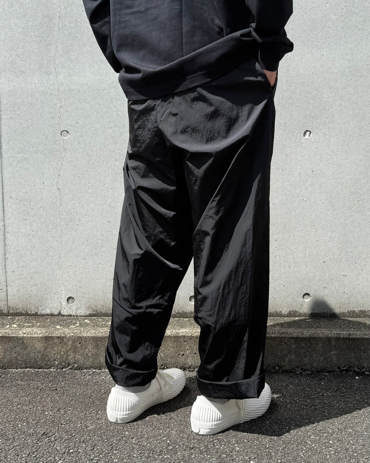 FUMITO GANRYU / EASY NYLON SLACKS / BLACK / Fu16-PA-06