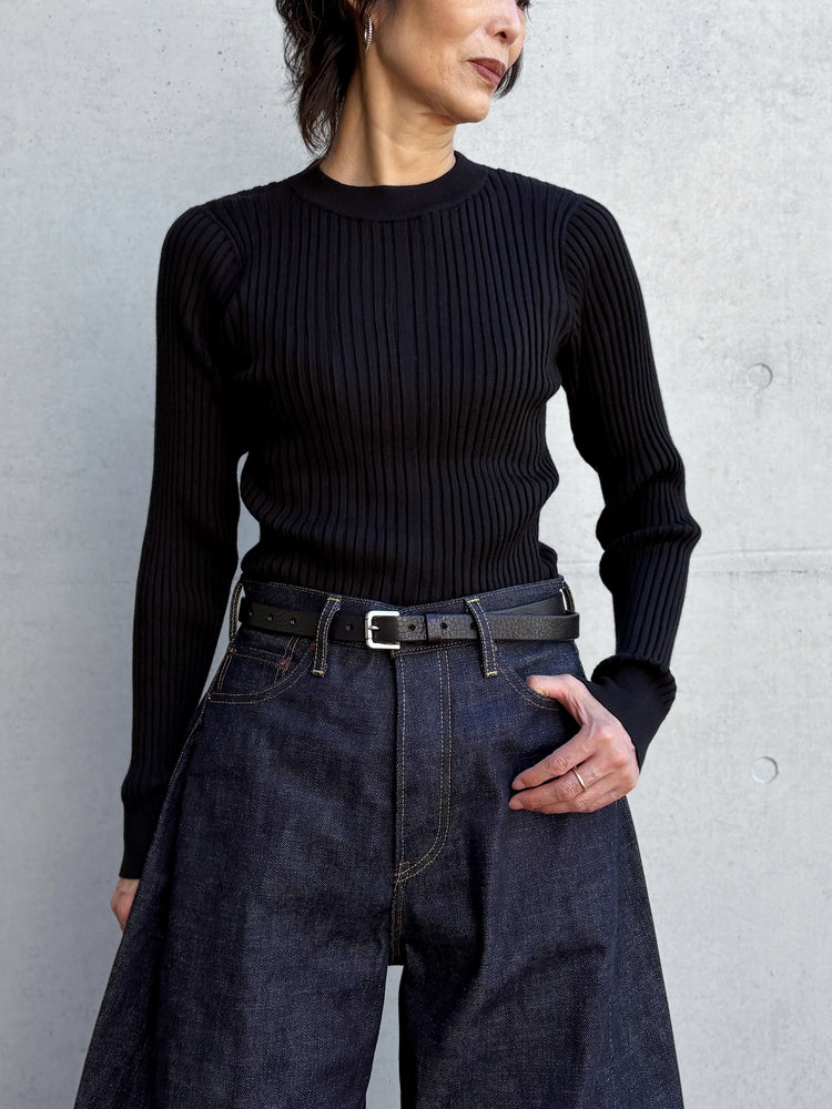 HYKE / WIDE RIBBED SWEATER / BLACK / 11435 /