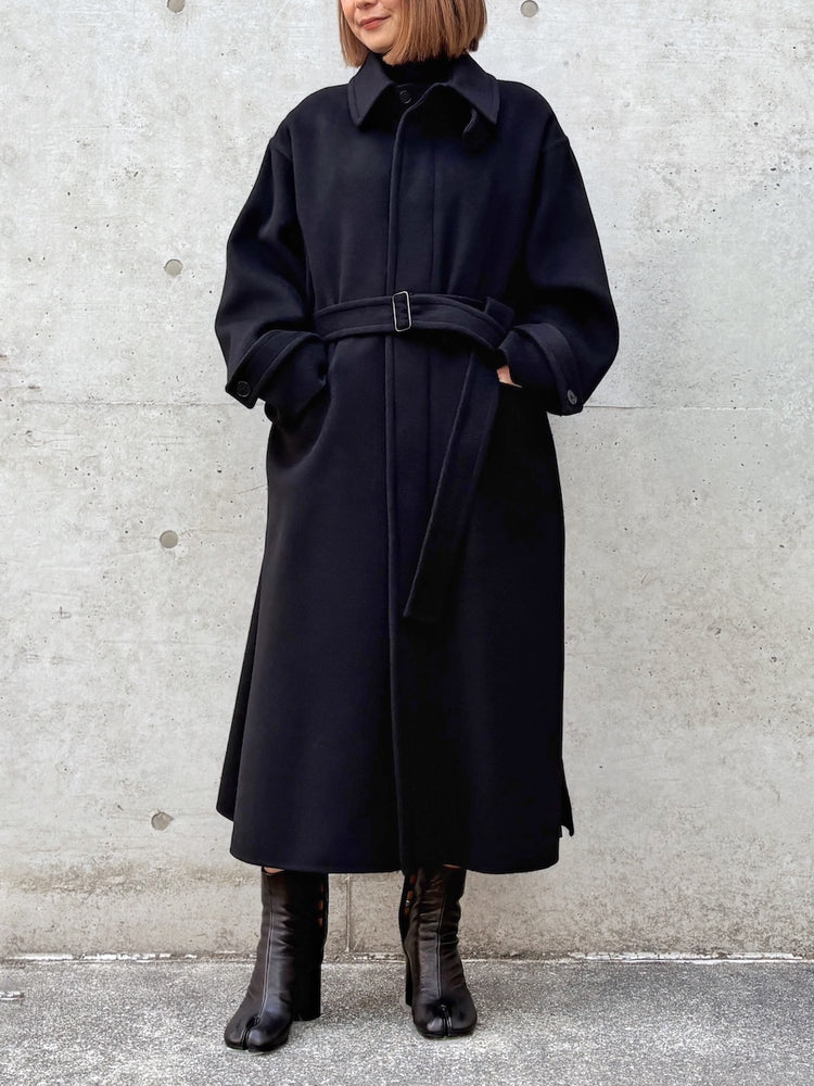 08sircus / Wool double face rever coat / black / S26AW-OT14