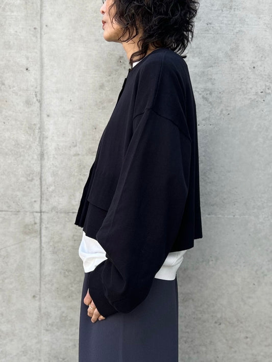 ENFÖLD / LAYERED-LIKE-HEM CARDIGAN / BLACK / 300JS270-2221