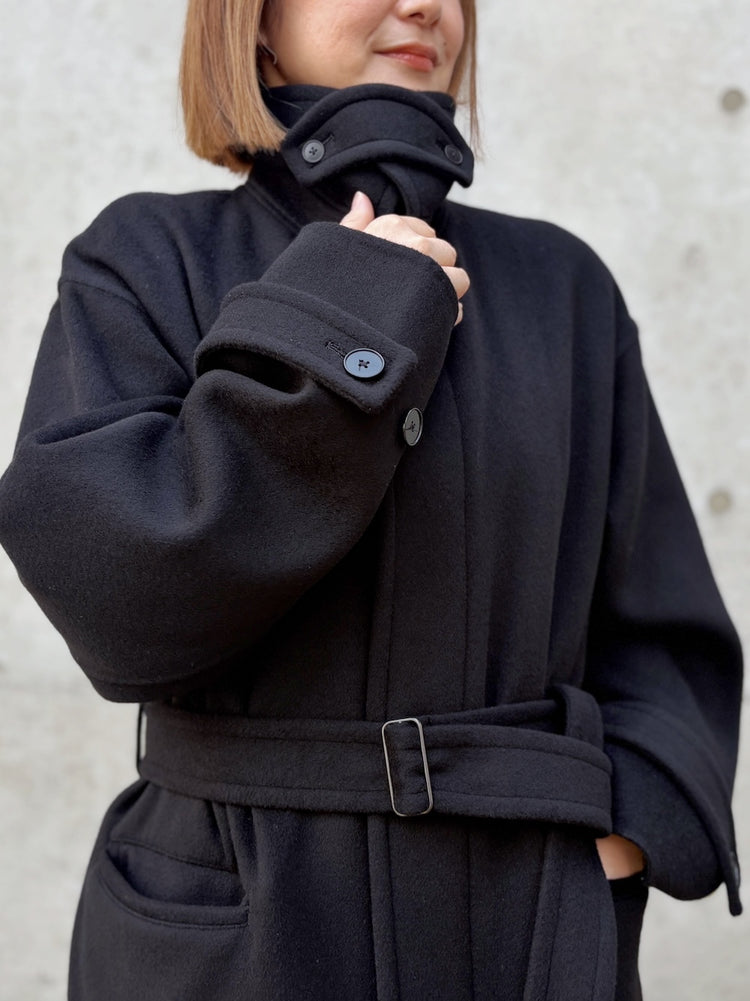08sircus / Wool double face rever coat / black / S26AW-OT14