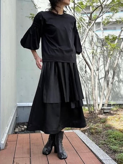 noir kei ninomiya / エステルサテンプリーツスカート（太プリーツ） / 3P-S017-051