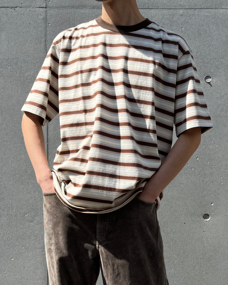 AURALEE / GRADIENT STRIPE JERSEY TEE / FADE BROWN STRIPE / A26ST02GJ