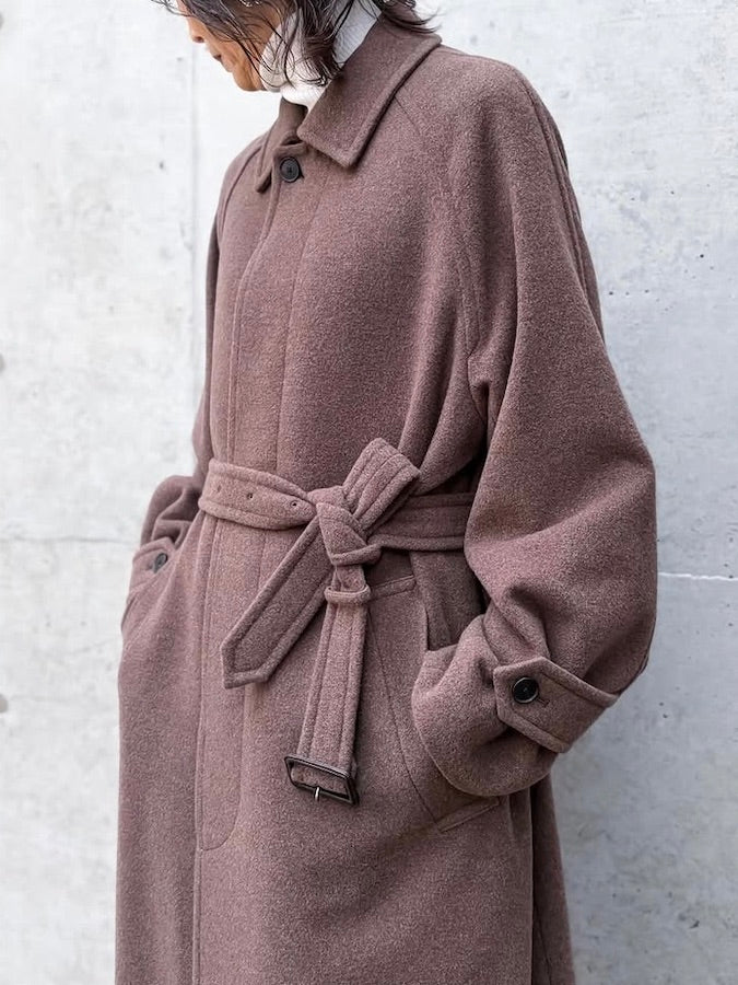 AURALEE / SUPER FINE WOOL MOSSER SOUTIEN COLLAR COAT / TOP BROWN