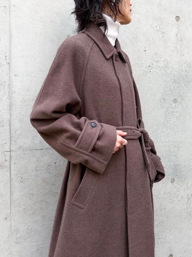AURALEE / SUPER FINE WOOL MOSSER SOUTIEN COLLAR COAT / TOP BROWN