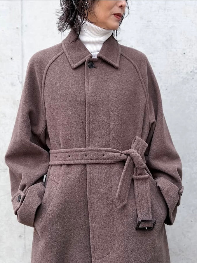 AURALEE / SUPER FINE WOOL MOSSER SOUTIEN COLLAR COAT / TOP BROWN