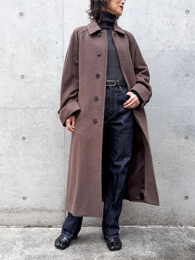 AURALEE / SUPER FINE WOOL MOSSER SOUTIEN COLLAR COAT / TOP BROWN
