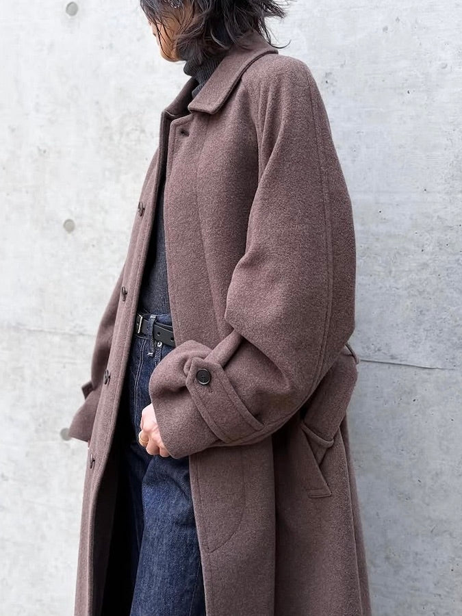 AURALEE / SUPER FINE WOOL MOSSER SOUTIEN COLLAR COAT / TOP BROWN