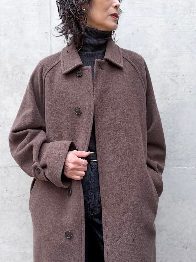 AURALEE / SUPER FINE WOOL MOSSER SOUTIEN COLLAR COAT / TOP BROWN