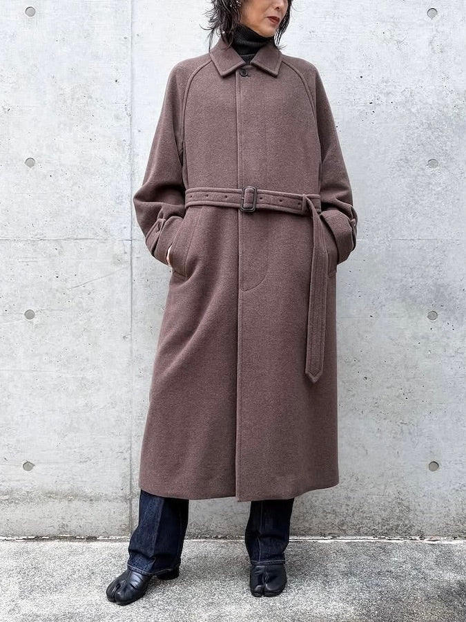 AURALEE / SUPER FINE WOOL MOSSER SOUTIEN COLLAR COAT / TOP BROWN