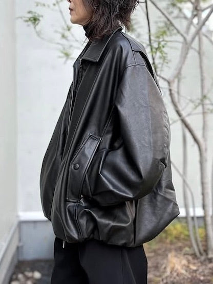 CLANE / FAKE LEATHER BALLOON JACKET / BLACK /   19101-0012