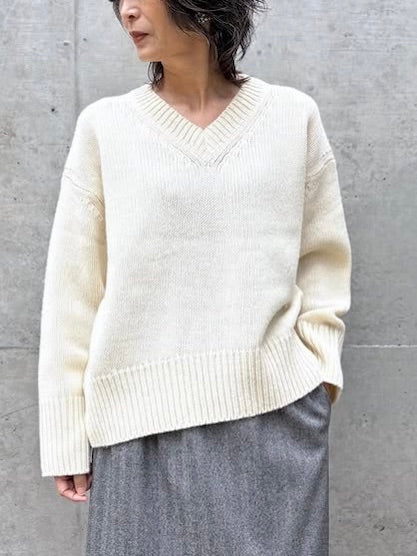 GALERIE VIE / ファインウール Vネックプルオーバー / WHITE / 23025402303