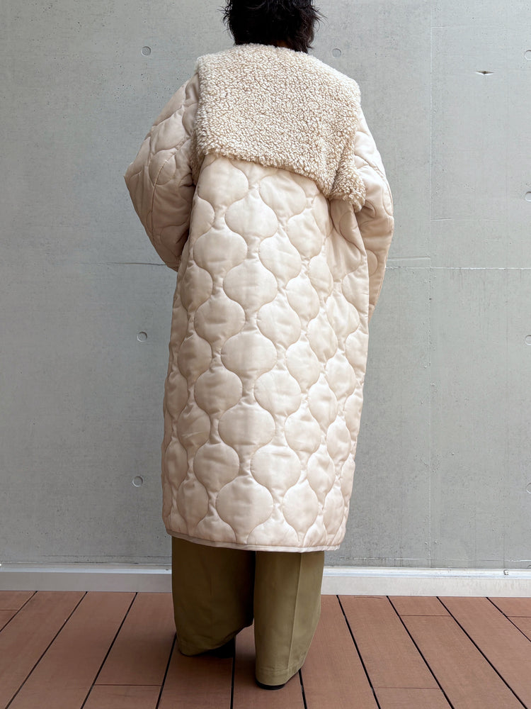 HYKE / FAUX SHEARLING-PANELED SHEER QUILTED / CREAM / 17600
