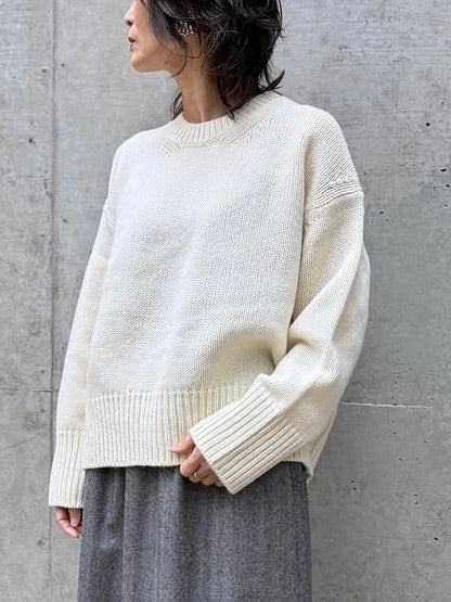 GALERIE VIE / ファインウール クルーネックプルオーバー / WHITE / 23025402302