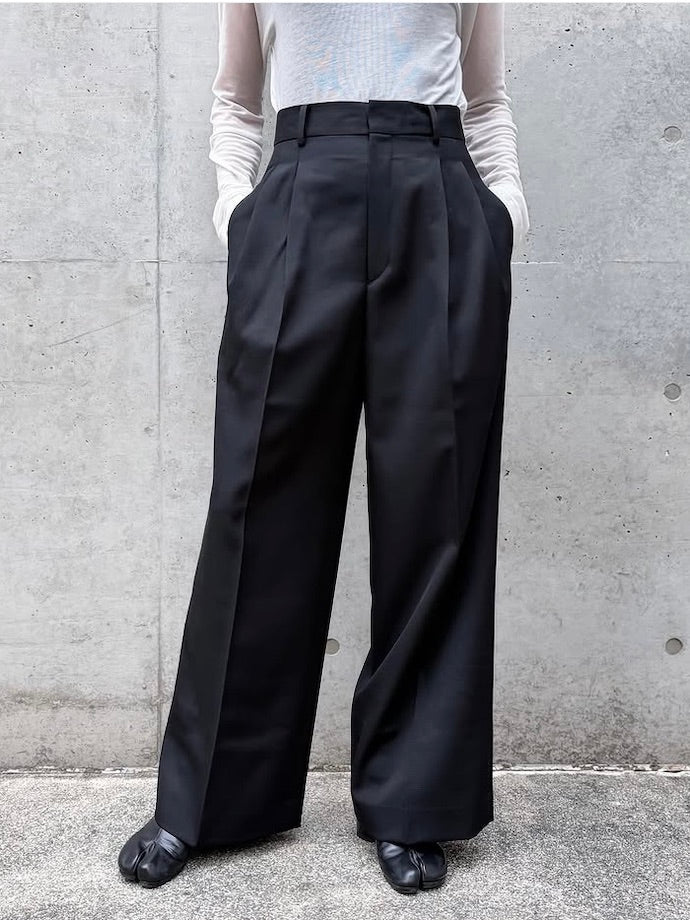 CINOH / TWO TUCK WIDE PANTS / BLACK / BF-PT-010