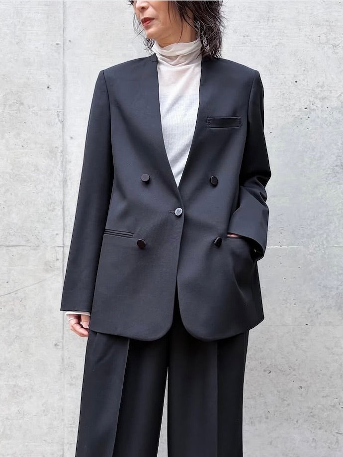 CINOH / NO COLLAR JACKET[ブラック×ブラック] / BLACK / BF-JK-011