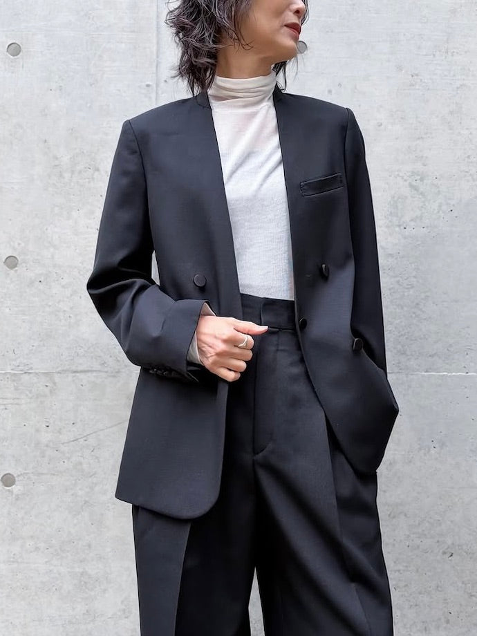 CINOH / NO COLLAR JACKET[ブラック×ブラック] / BLACK / BF-JK-011