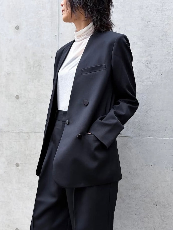 CINOH / NO COLLAR JACKET[ブラック×ブラック] / BLACK / BF-JK-011