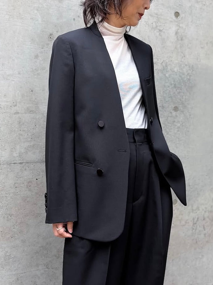 CINOH / NO COLLAR JACKET[ブラック×ブラック] / BLACK / BF-JK-011