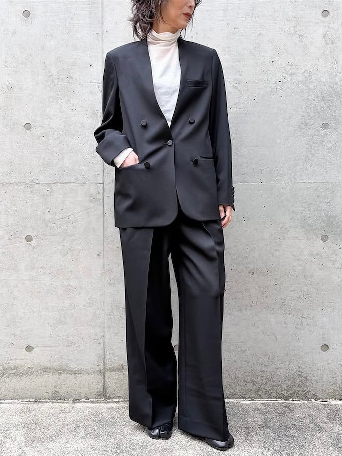 CINOH / NO COLLAR JACKET[ブラック×ブラック] / BLACK / BF-JK-011