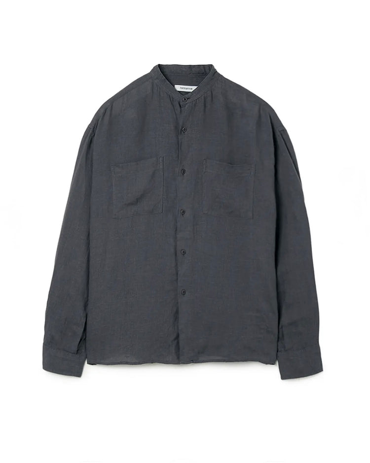 nonnative / OFFICER STAND COLLAR L/S SHIRT LINEN CANVAS / CHARCOAL / NN-S4805