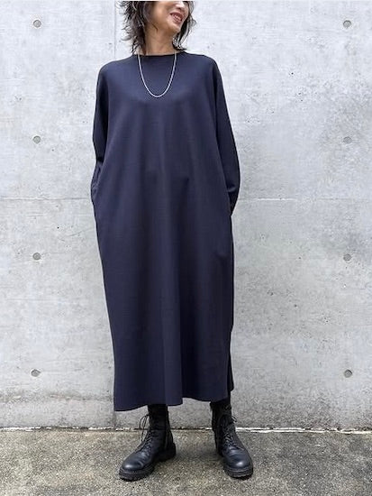 GALERIE VIE / ミルドスムース クルーネックワンピース / NAVY / 23065406302