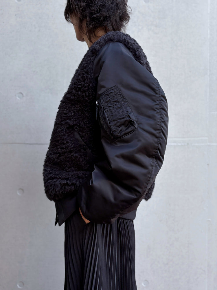 HYKE / FAUX SHEARLING TYPE MA-1 / BLACK / 17618