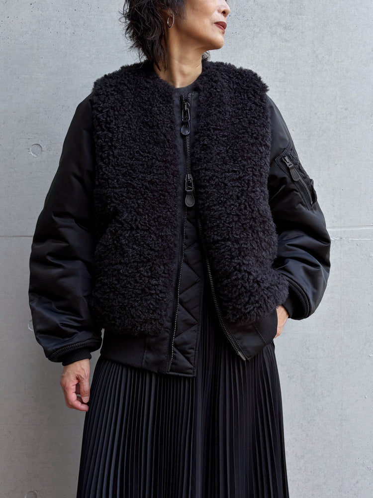 HYKE / FAUX SHEARLING TYPE MA-1 / BLACK / 17618