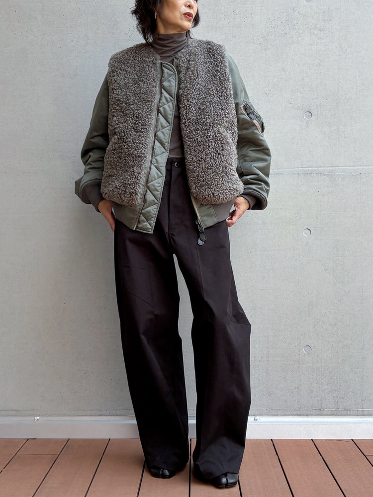 HYKE / FAUX SHEARLING TYPE MA-1 / OLIVE DRAB / 17618