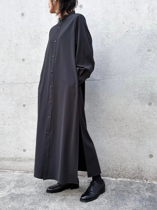 HYKE / MAXI SHIRT DRESS / BLACK / 16244