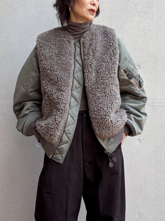 HYKE / FAUX SHEARLING TYPE MA-1 / OLIVE DRAB / 17618