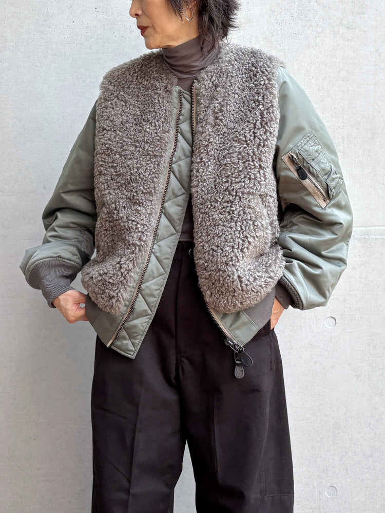 HYKE / FAUX SHEARLING TYPE MA-1 / OLIVE DRAB / 17618