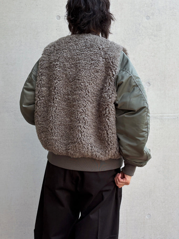 HYKE / FAUX SHEARLING TYPE MA-1 / OLIVE DRAB / 17618
