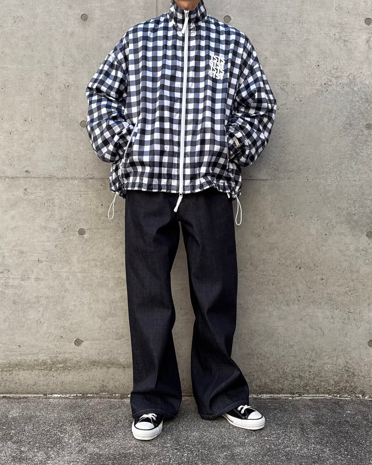 TSTS / RECYCLED POLYESTER WIND TRACK JACKET / BLACK GINGHAM / 26MM0601
