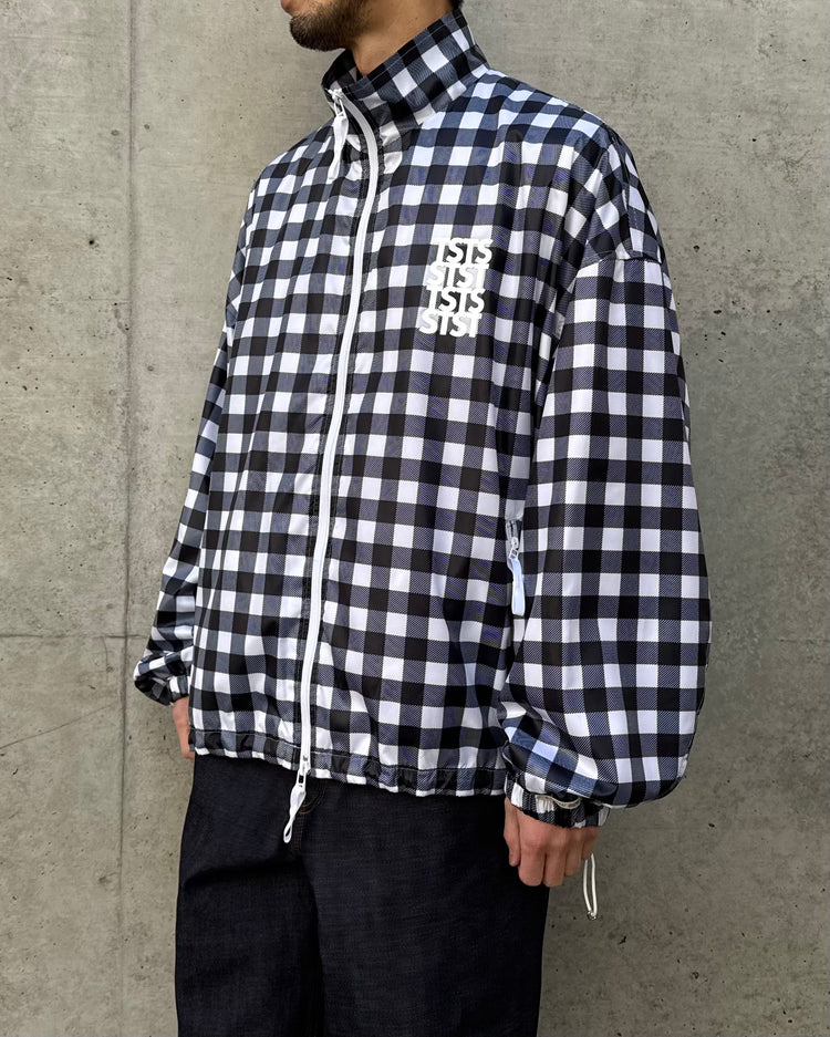 TSTS / RECYCLED POLYESTER WIND TRACK JACKET / BLACK GINGHAM / 26MM0601
