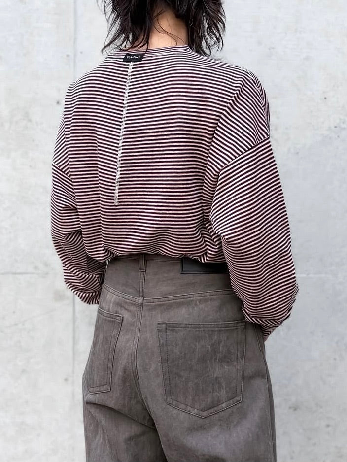 BLAMINK / RESORT マルチボーダーロングスリーブ / NAVY / 7912-200-0004