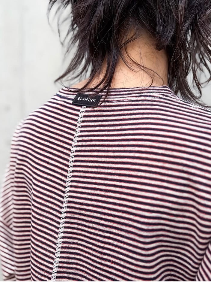BLAMINK / RESORT マルチボーダーロングスリーブ / NAVY / 7912-200-0004