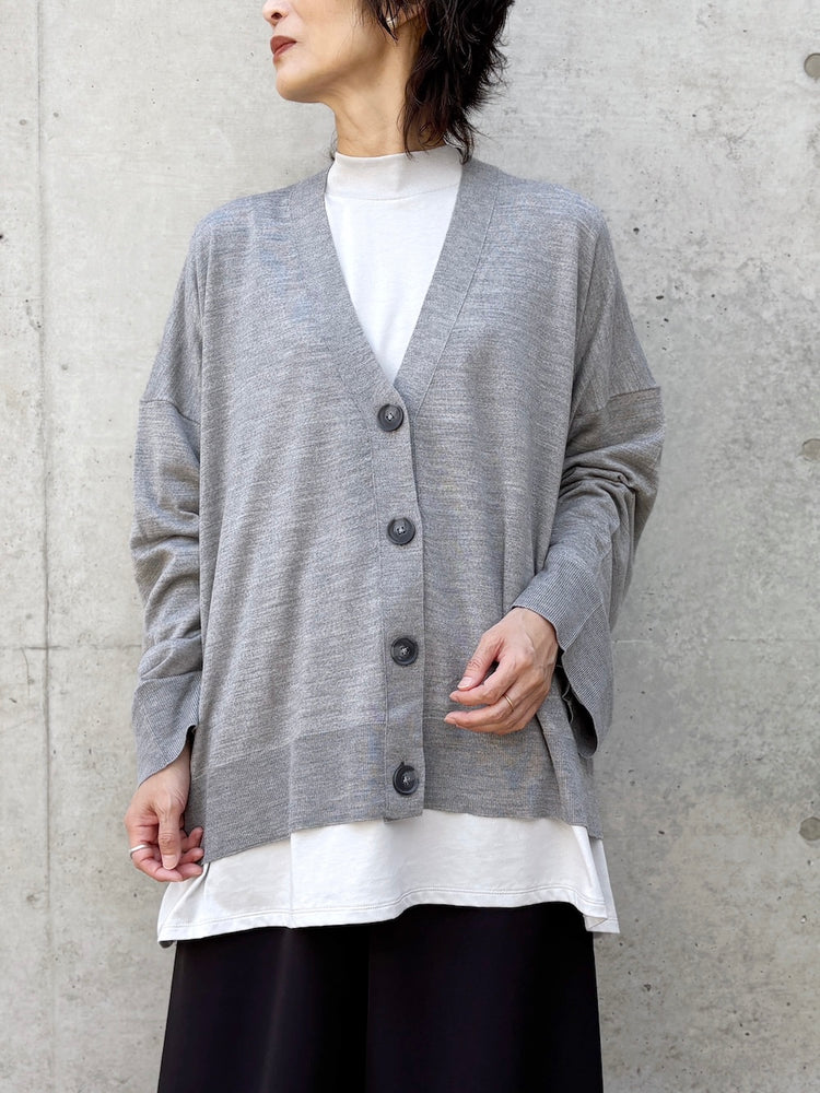 ENFÖLD / V-NECK BOX CARDIGAN / Top Gray / 300JA270-0421