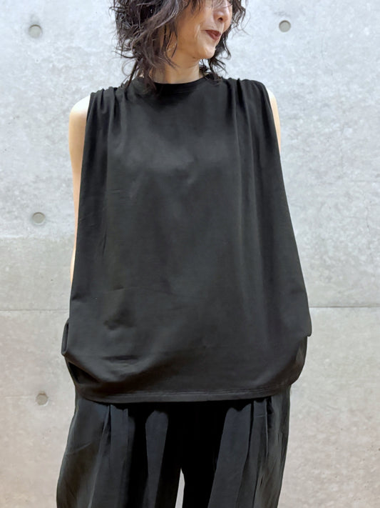 WALANCE / natural dye mint jersey sleeveless top / S.BLACK / 3261-111