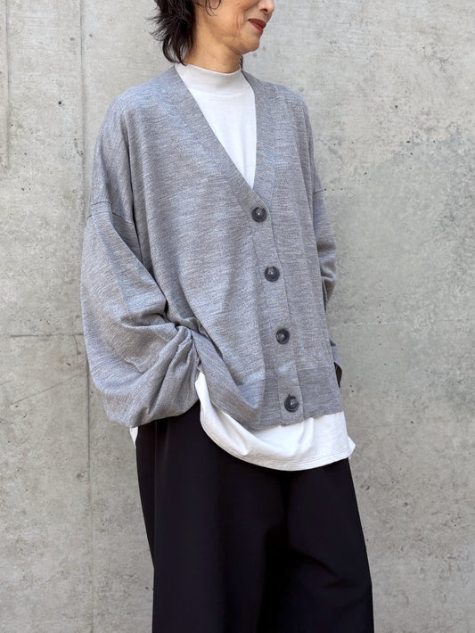 ENFÖLD / V-NECK BOX CARDIGAN / Top Gray / 300JA270-0421