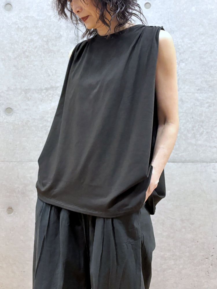 WALANCE / natural dye mint jersey sleeveless top / S.BLACK / 3261-111