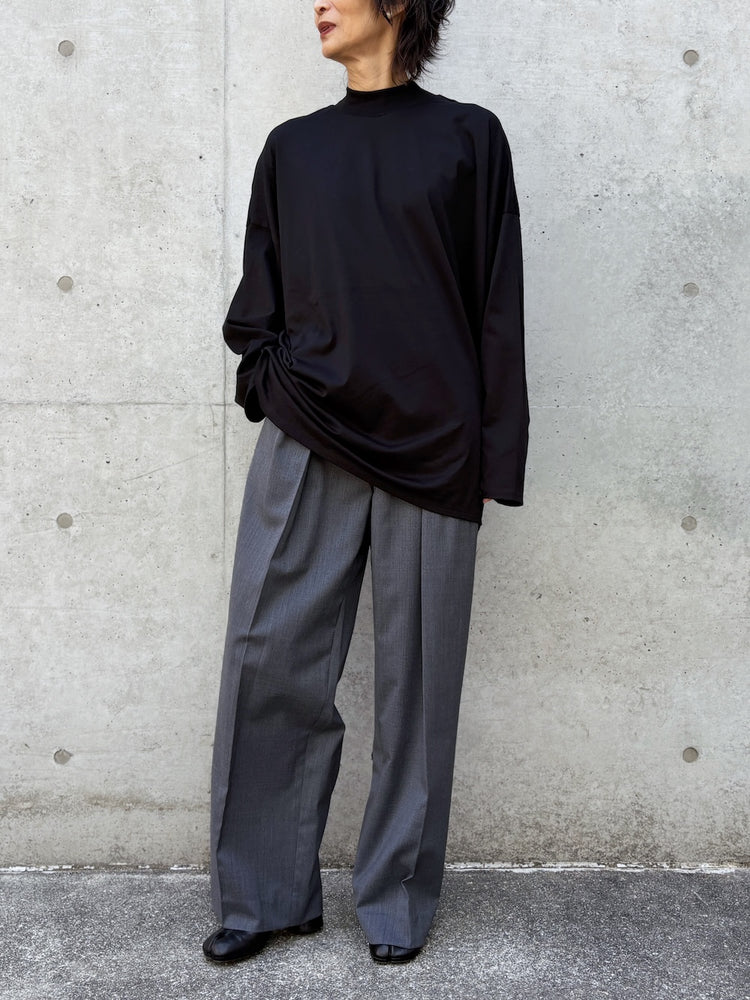 ENFÖLD / HIGH-NECK BOX LONG-SLEEVE T-SHIRT / BLACK / 300JA280-0431