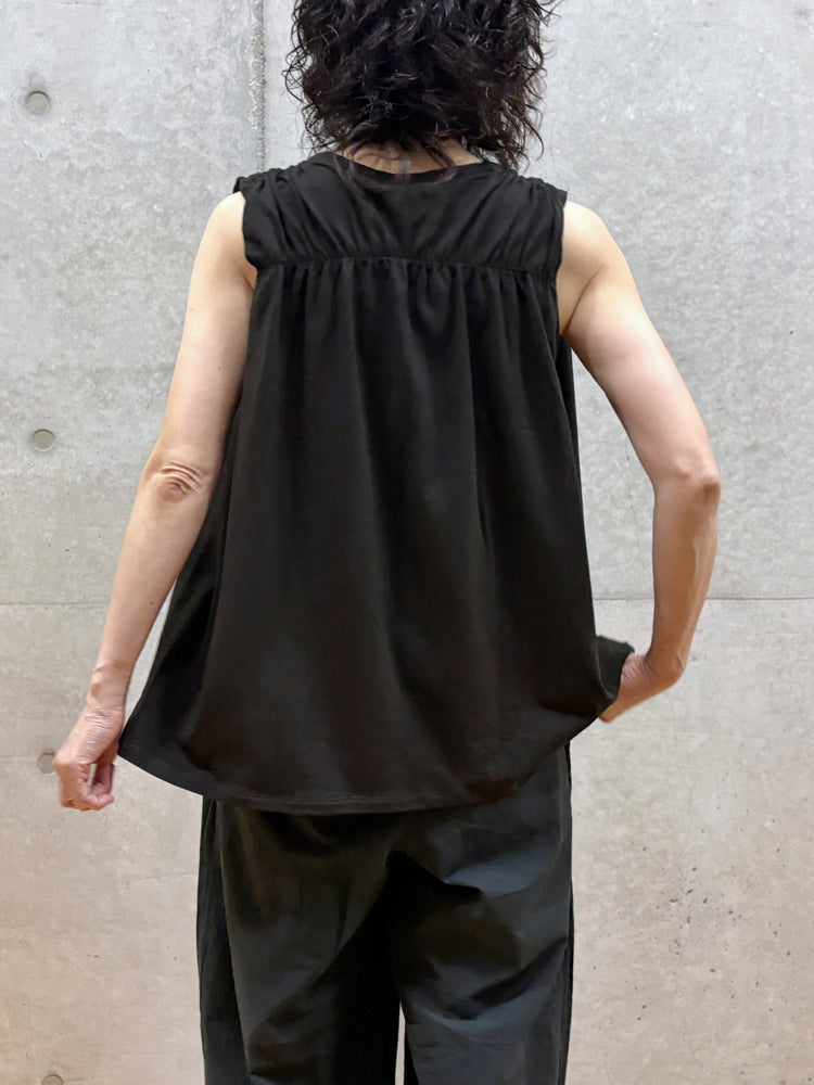 WALANCE / natural dye mint jersey sleeveless top / S.BLACK / 3261-111