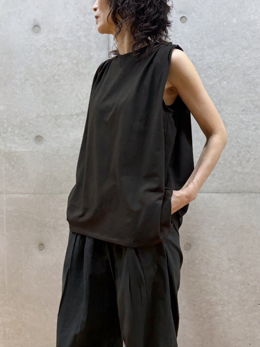 WALANCE / natural dye mint jersey sleeveless top / S.BLACK / 3261-111
