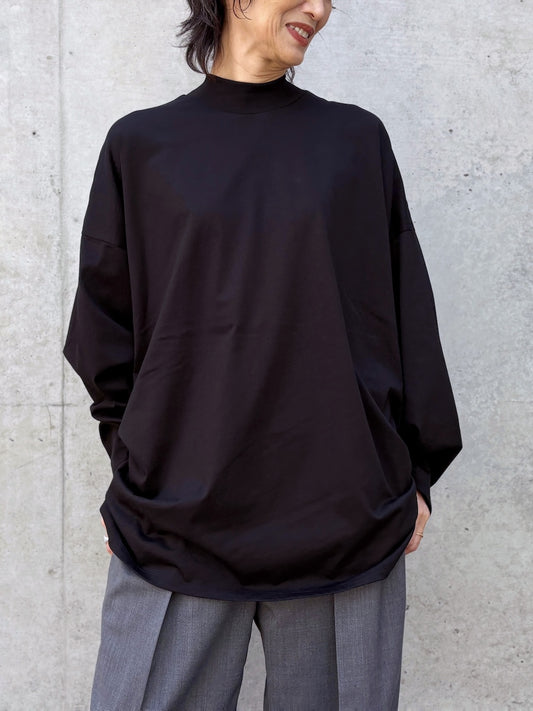 ENFÖLD / HIGH-NECK BOX LONG-SLEEVE T-SHIRT / BLACK / 300JA280-0431