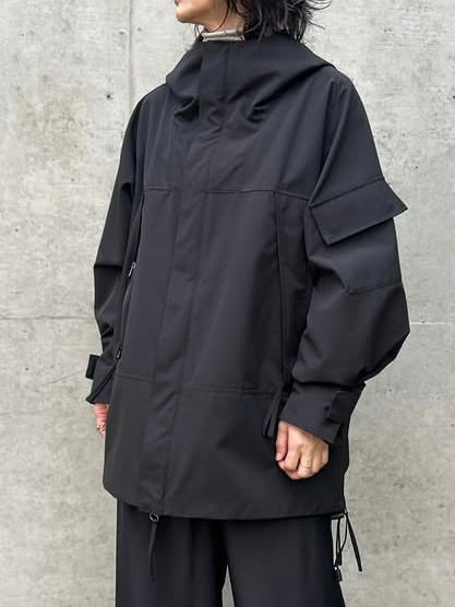08sircus / High count weather Hooded mid coat / black / S26SS-OT01
