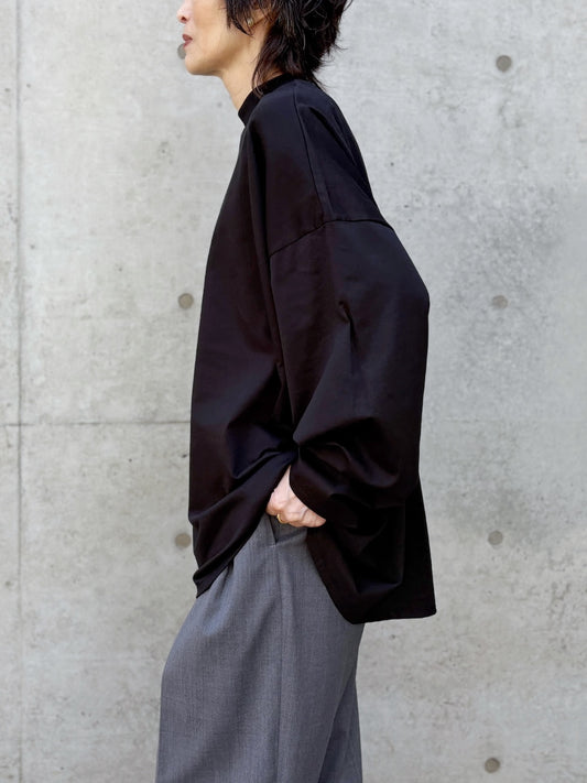 ENFÖLD / HIGH-NECK BOX LONG-SLEEVE T-SHIRT / BLACK / 300JA280-0431